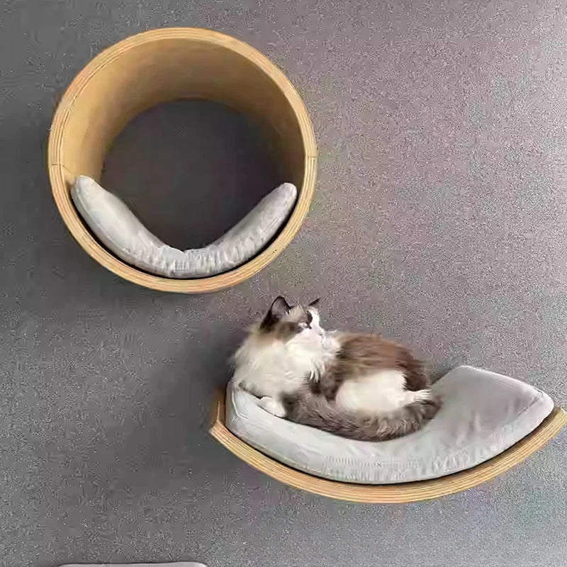 Solid Wood Cat Climbing Frame Wall Hanging Cats Nest Cat Tree Jumping Platform Not Easily Deformed Pet Furniture Products