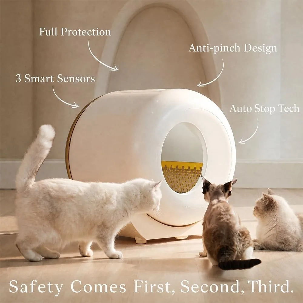 APP Controlled Automatic Self-Cleaning Cat Litter Box, Odor Control, Spacious Interior, Multi-Cat Use, Custom