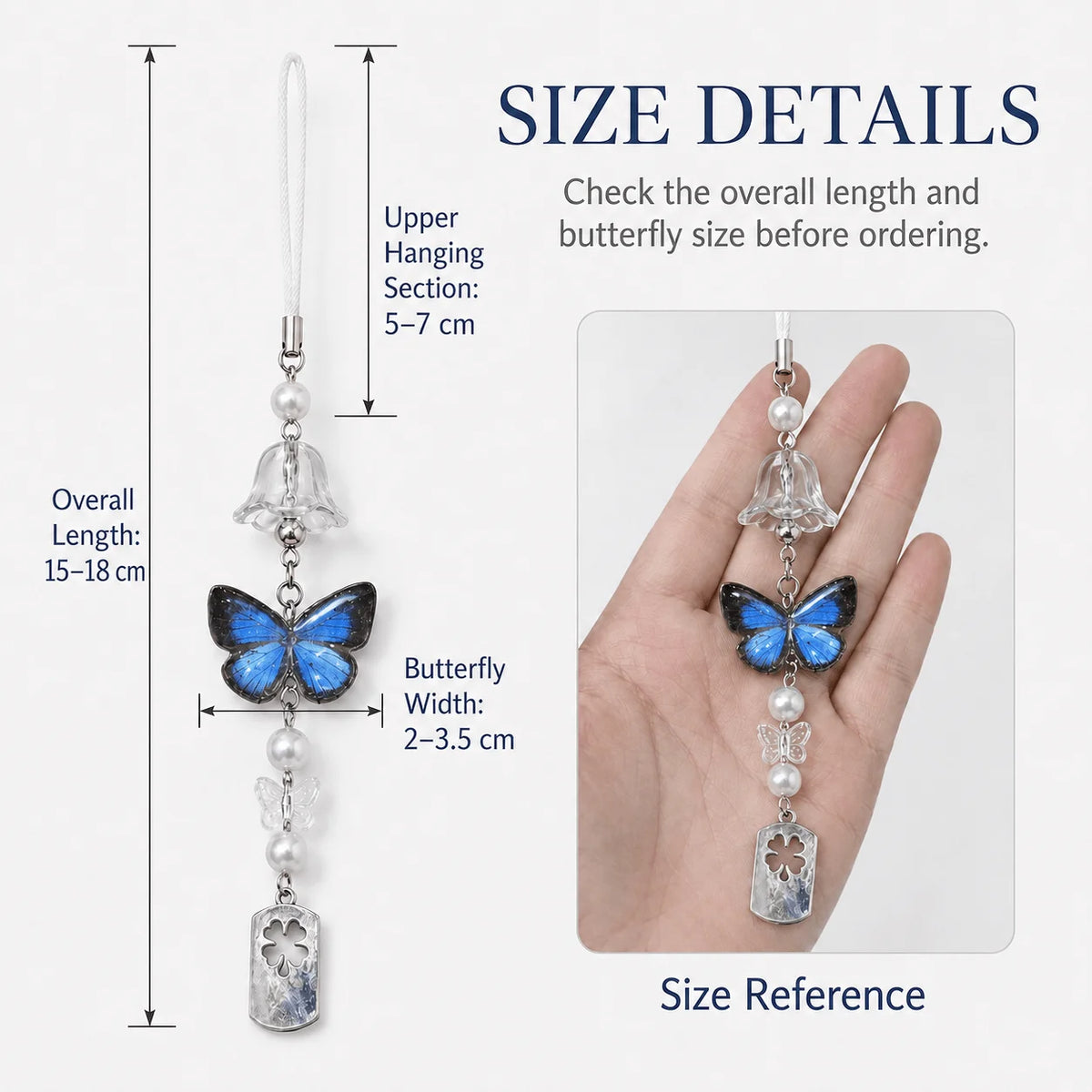 Real Butterfly Specimen Wind Chime, Blue Butterfly Hanging Decor, Nature-Inspired Ornament for Home & Gift
