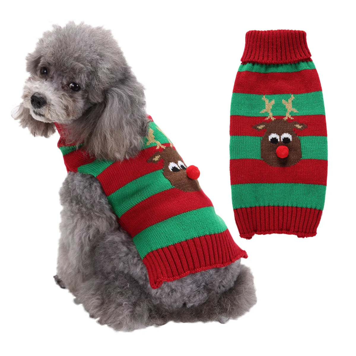 Christmas Dog Sweater for Small Dogs - Santa Claus Knit Pet Clothes for Poodle Teddy Puppy, Cute Warm Xmas Puppy Outfit