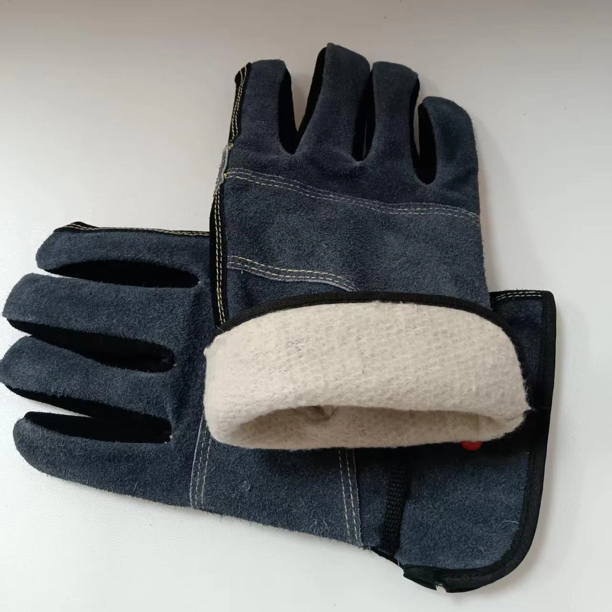 Cow Split Leather Work Gloves Adjustable Cuffs  BBQ Wear Resistant Gardening Safety Protective Gloves