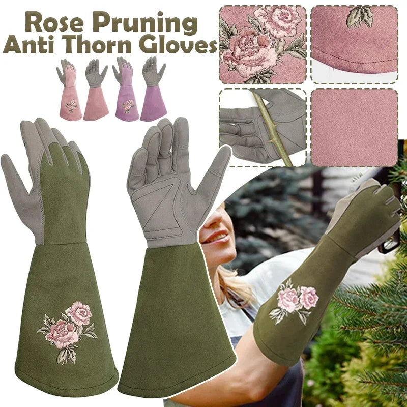 Professional Garden Rose Pruning Thorn-Proof Gloves Printed Gardening Trimming Labor Protection Long Gloves Hands Protector