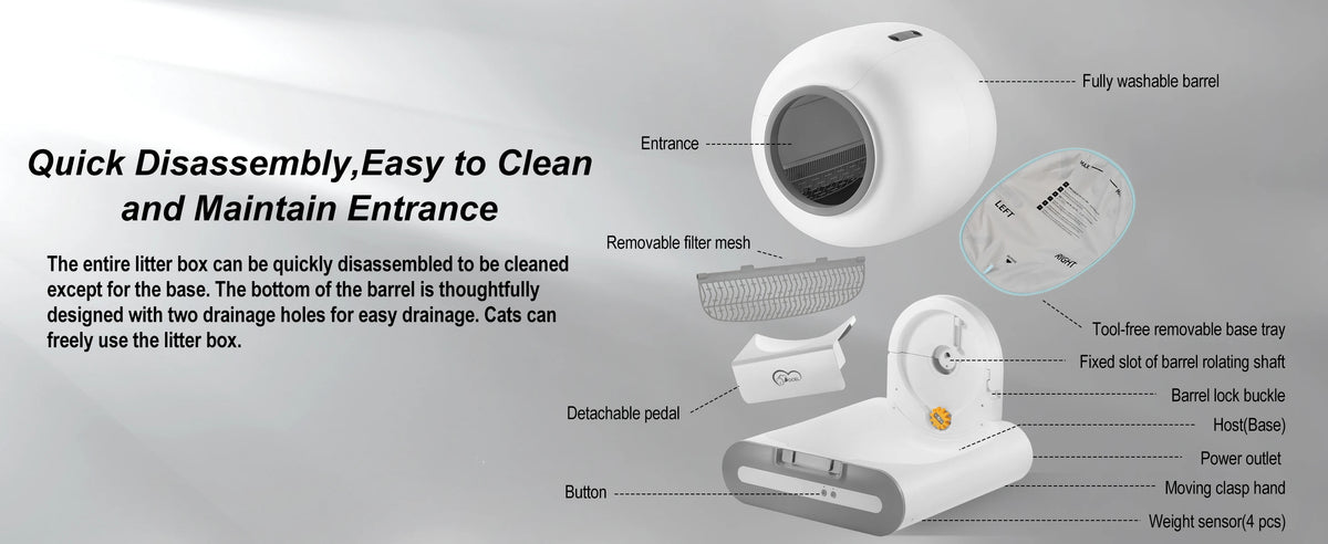 DOEL 2026 New Smart Self-Cleaning Cat Litter Box, 65L Large Space Automatic Cat Toilet, App Control, Only Support 2.4G WiFi, Compatible with Tofu and Mixed Cat Litter, Filter A Included Only, Suitable for Pet Lovers