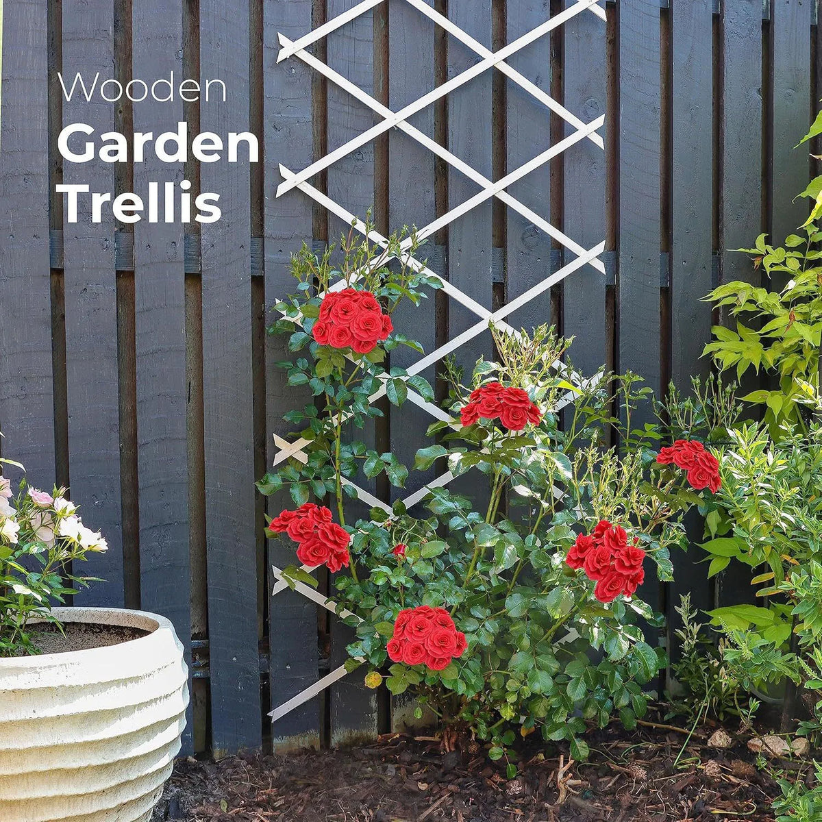 Expandable Garden Trellis, Thickened Plastic Lattice Fence Retractable Plant Support for Climbing Plants Vine Rose Ivy