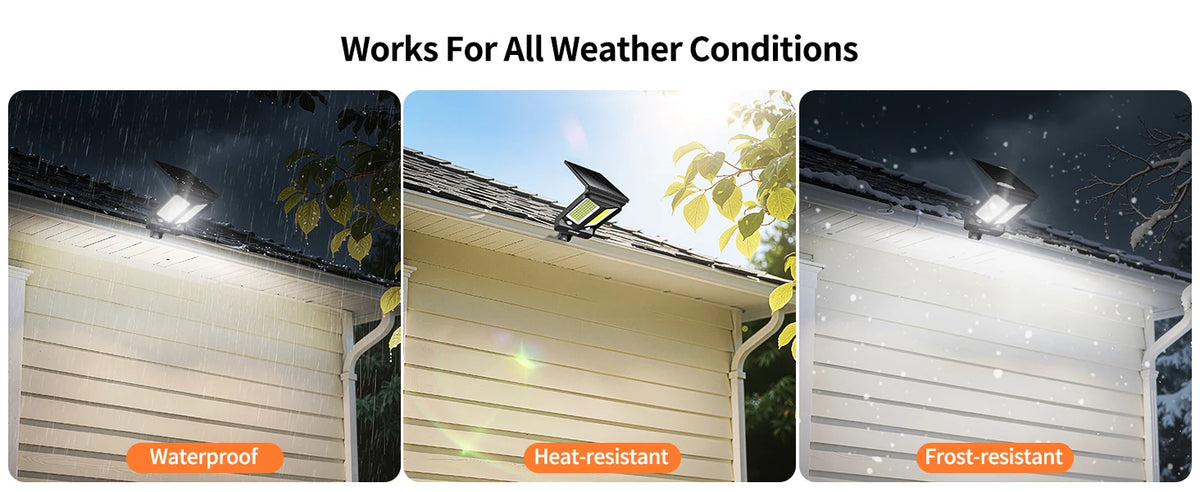 Intelamp Long Battery Life 4000mAh Outdoor Solar Flood Lights 240° Wide Security Street Light Two Motion Sensors For Garden Yard