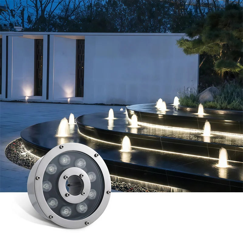Fountain Light Colorful Underwater Light Waterfall Fountain LED Waterproof IP68 6W/9W/12W Swimming Pool Landscape Lamp 12V/24V