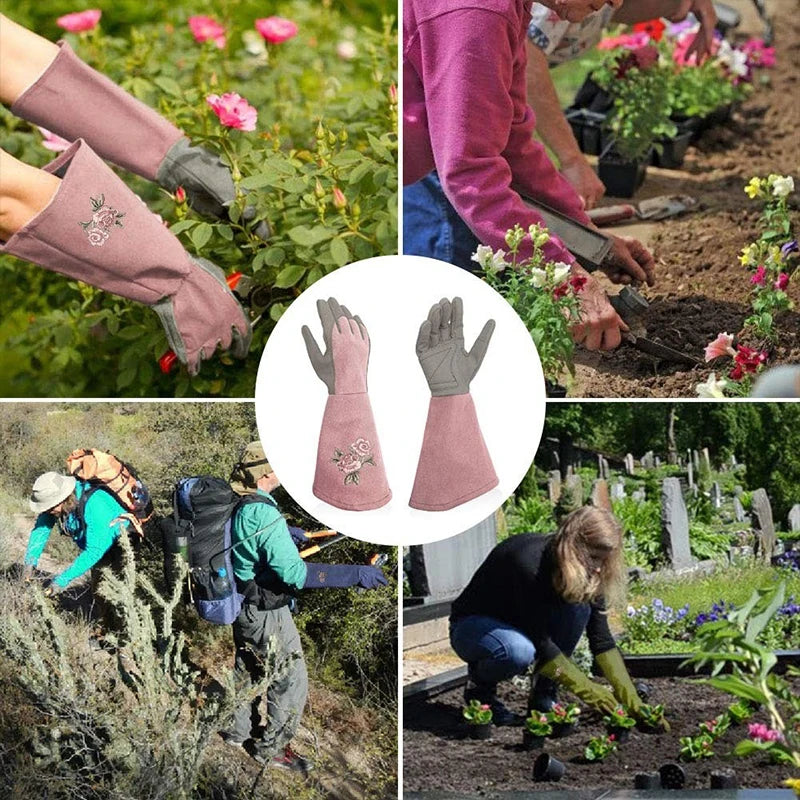 Professional Garden Rose Pruning Thorn-Proof Gloves Printed Gardening Trimming Labor Protection Long Gloves Hands Protector