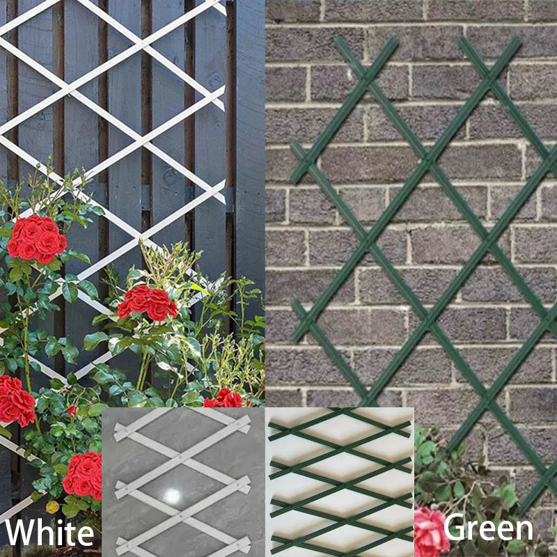 Expandable Garden Trellis, Thickened Plastic Lattice Fence Retractable Plant Support for Climbing Plants Vine Rose Ivy