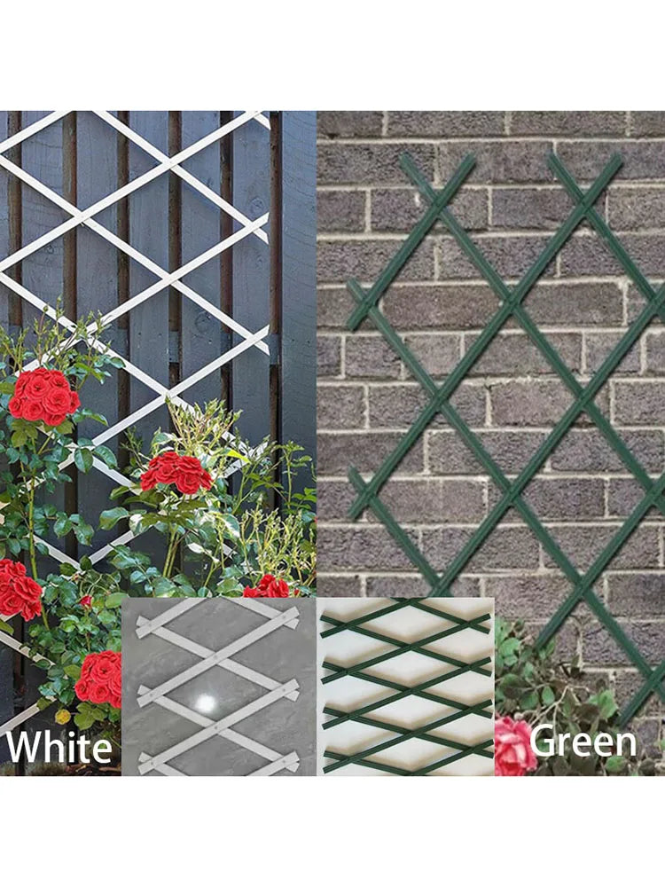 Expandable Garden Trellis, Thickened Plastic Lattice Fence Retractable Plant Support for Climbing Plants Vine Rose Ivy