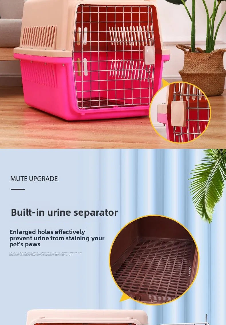 Portable Pet Air Shipping Cage Carrier  Carrier Space Module Travel Dog Car Cargo Small Breed Pet Transport Kennel Cage