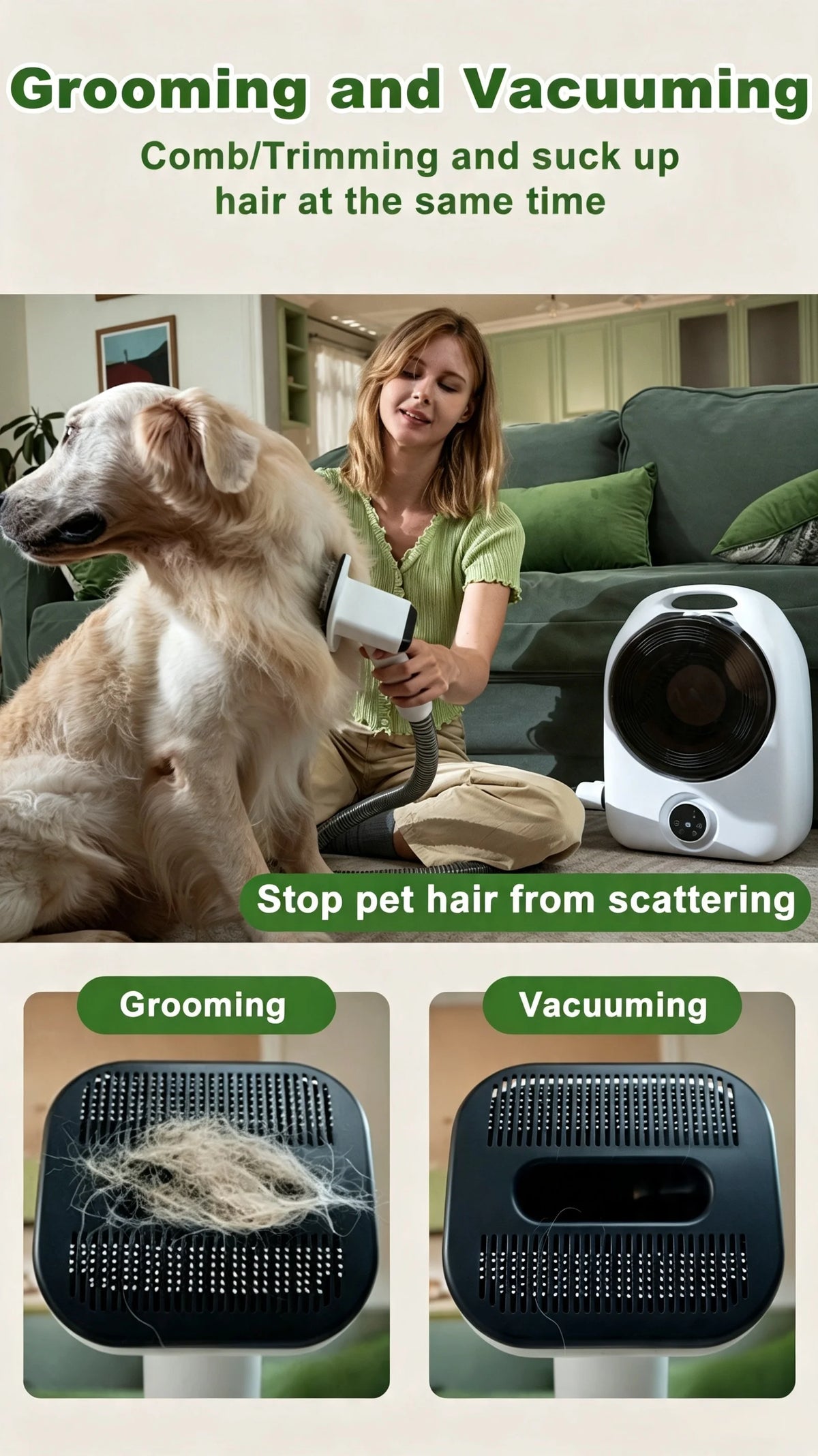 5-in-1 Pet Grooming Kit Professional Dog Hair Clipper Vacuum Dryer Low Noise Pet Grooming Trimmer Set with Multi Tools Professional Pet Grooming Vacuum Kit for Dogs Cats Hair Shedding Cleaning