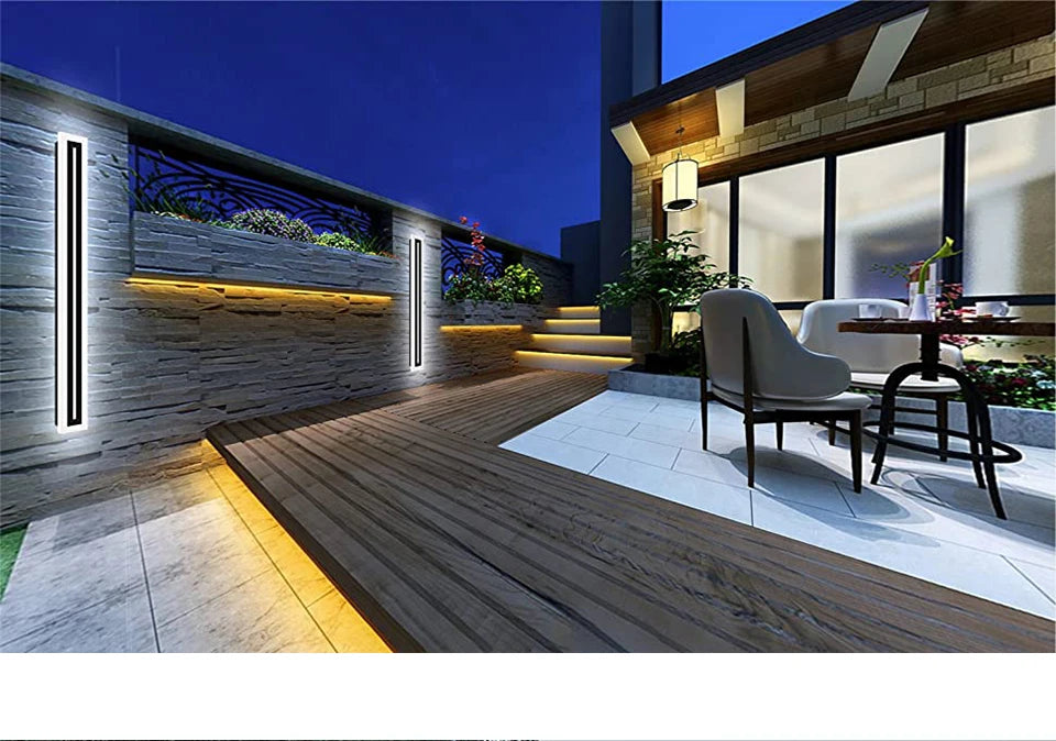 LED Long Wall Lamp Outdoor Waterproof IP65 Lighting Fixtures Aluminum Wall Mounted Garden Light for Porch Villa 110V 220V Sconce