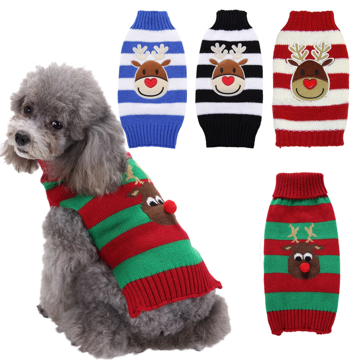 Christmas Dog Sweater for Small Dogs - Santa Claus Knit Pet Clothes for Poodle Teddy Puppy, Cute Warm Xmas Puppy Outfit