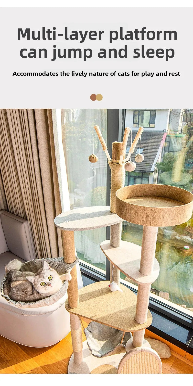 Cat climbing frame, cat tree, cat jumping platform, sisal material, cat tower, pet toy, pet climbing frame, cat scratching board