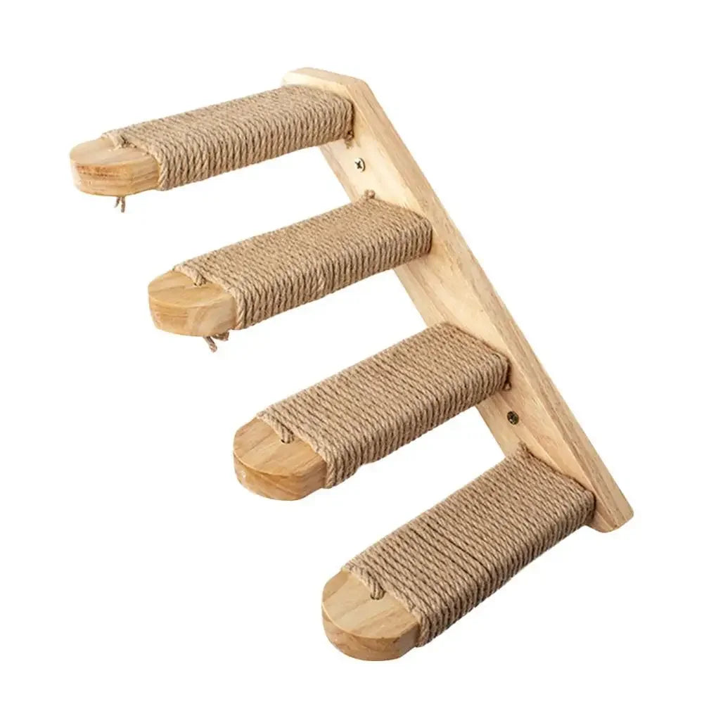 Cat Climbing Shelves Wall Mounted Cat Tree Wooden Furniture Scratcher Jumping Platform Rope Ladder Cat Sleeping and Playing