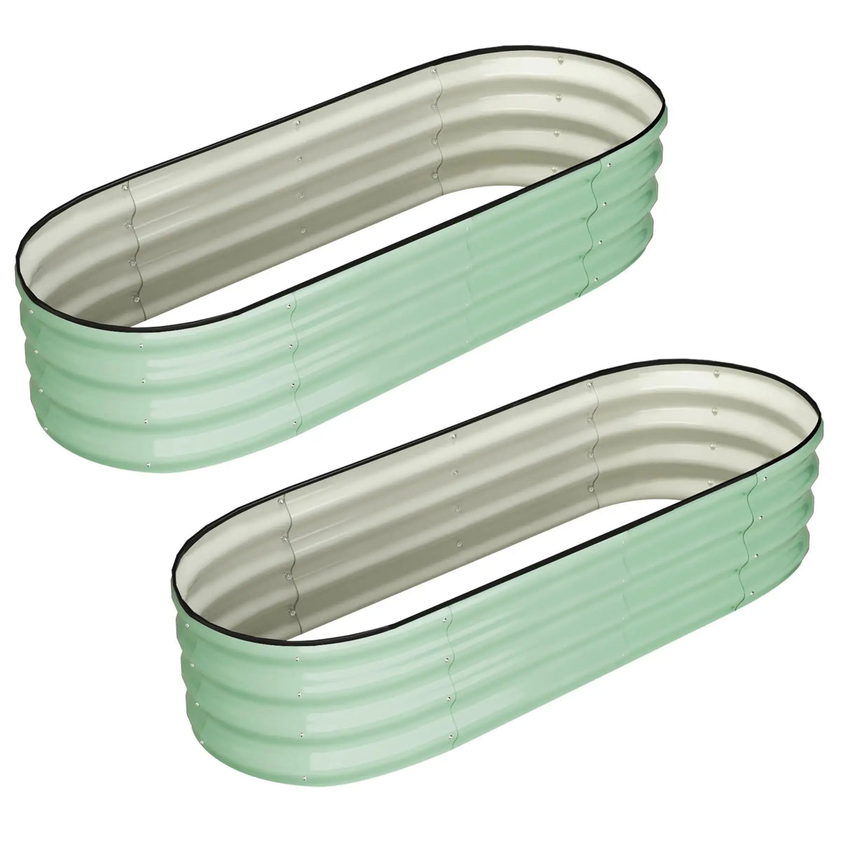 2-Pack Oval Galvanized Steel Raised Garden Bed Open Base Safety Edge Metal Planter Box Raised Beds for Vegetables Flowers Herbs