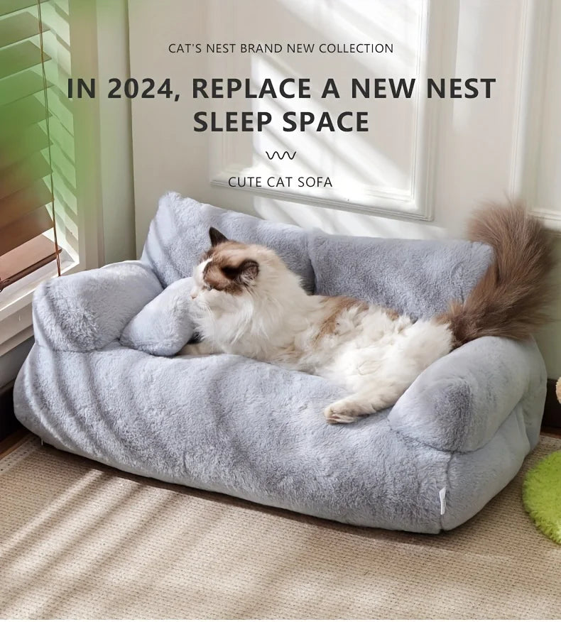 Luxury Cat Bed Super Soft Warm Pet Sofa Detachable Washable Non-slip for Small Medium Dogs Comfortable Sleep Pets Beds Supplies