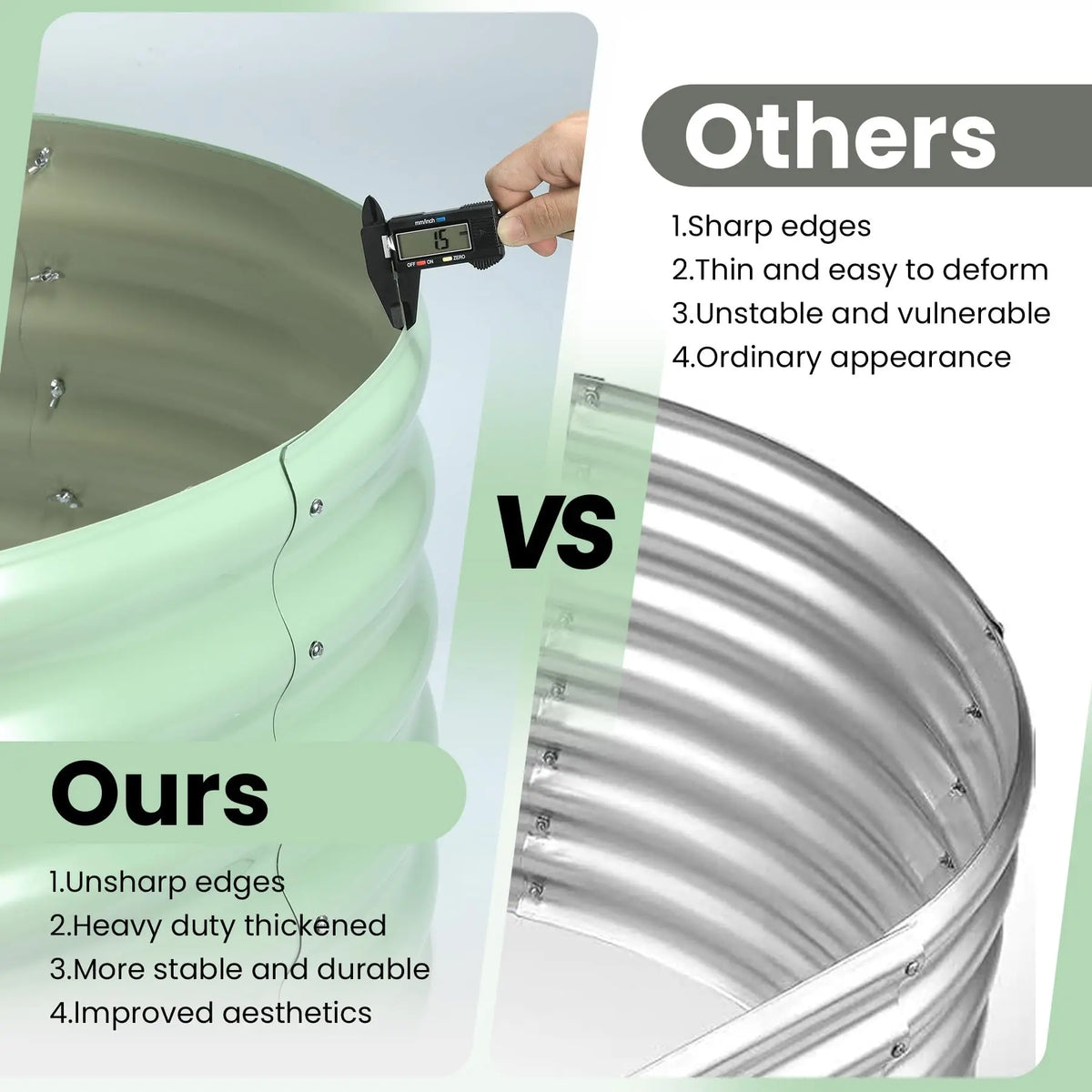 2-Pack Oval Galvanized Steel Raised Garden Bed Open Base Safety Edge Metal Planter Box Raised Beds for Vegetables Flowers Herbs