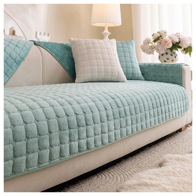 Soft Flannel Sofa Cover Non-Slip Quilted Furniture Protector Cushion for Living Room Couch Cover Warm Sofa Towel 1 Seat Pad