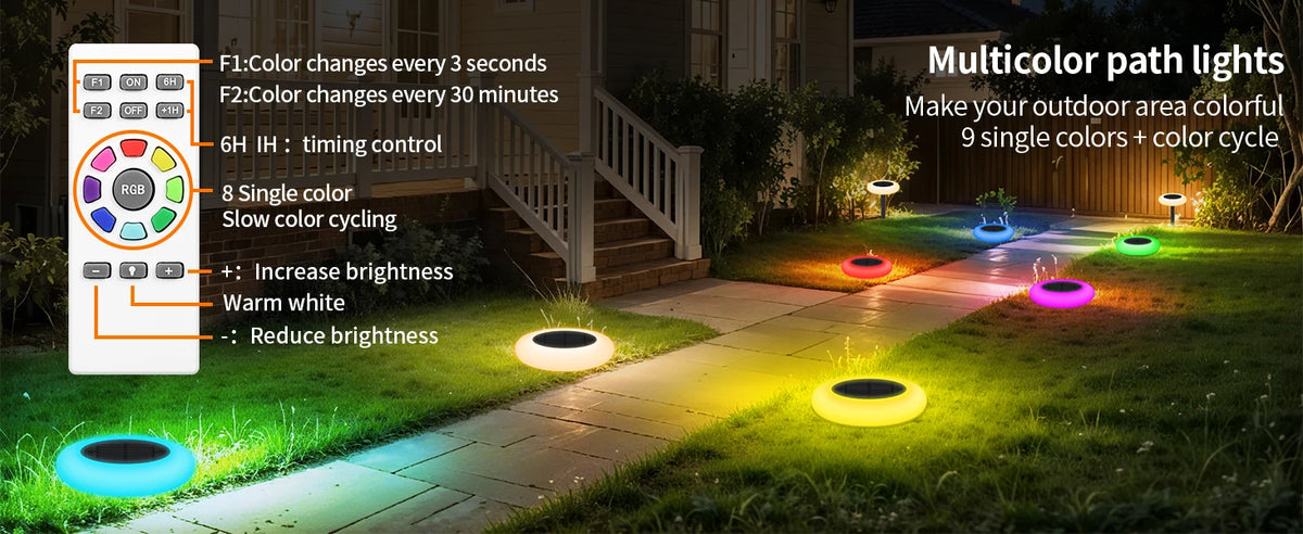 intelamp Colorful 2 Pack 6 Pack Outdoor Solar Light Lawn Pathway Garden Light Dusk to Dawn For Landscape Walkway Patio Yard Lawn