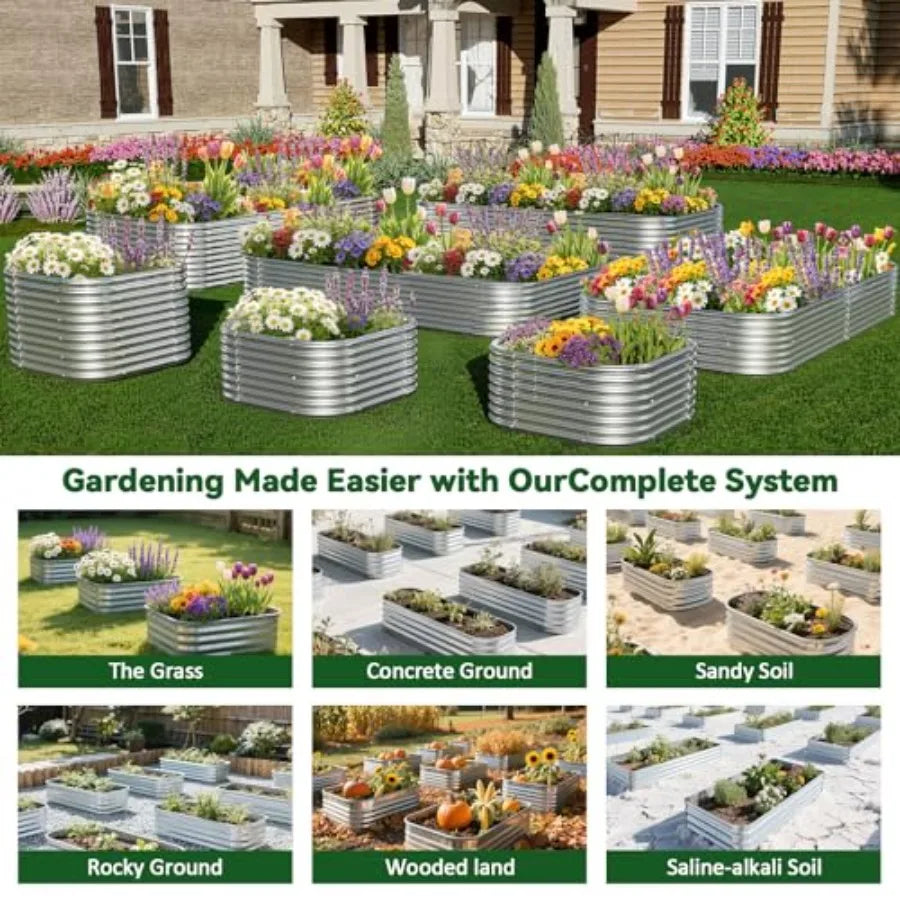 4 Pcak 2x2FT Raised Beds for Gardening Corrugated Galvanized Steel Raised Garden Bed Outdoor Metal Above Ground Garden Bed for