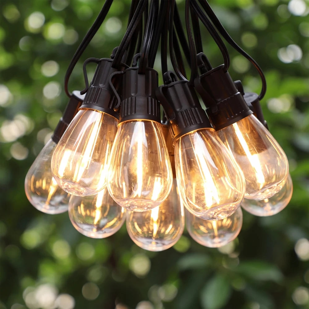PET S14 LED String Light Bulbs E12 Base Shatterproof Plastic Bulbs 220V EU Plug Outdoor Patio Garden Lights Warm White 2700K
