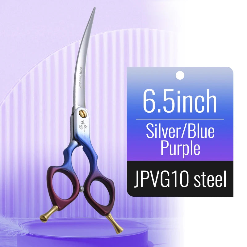 Fenice 6.0/6.5/7 Inch Professional Dog Grooming Scissors Curved Japan 440C Shear with High Quality Alloy Handle aseo de mascotas