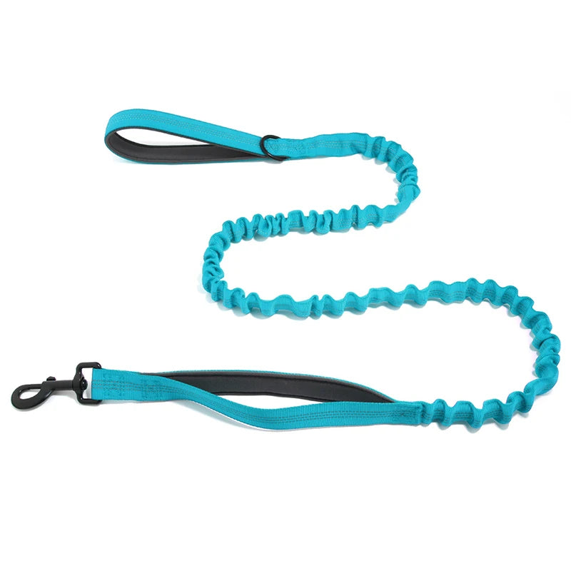 High Elasticity Double Handle Dog Tactical Leash Explosion-proof No Tangle Outdoor Training Walking Nylon Dog Leashes Dogs Items