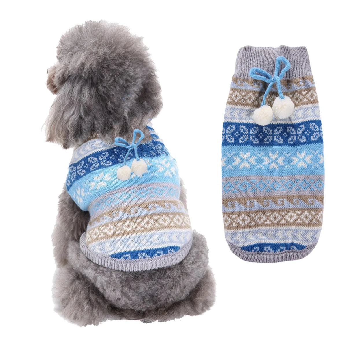 Christmas Dog Sweater for Small Dogs - Santa Claus Knit Pet Clothes for Poodle Teddy Puppy, Cute Warm Xmas Puppy Outfit