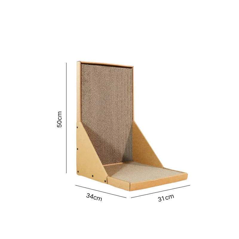 Cardboard Scratching Post for Indoor Cats, 26.8 Inch L-Shaped Vertical Scratching Post with Catnip, Large Scratching Post
