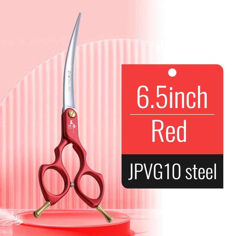 Fenice 6.0/6.5/7 Inch Professional Dog Grooming Scissors Curved Japan 440C Shear with High Quality Alloy Handle aseo de mascotas