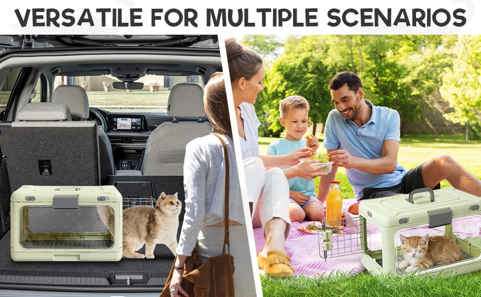 Portable Cat Carrier Pet Airline Crat Foldable Cat Kennel Dog Suitcase Outdoor Car Carry Box Dog Crate for Small Dog Pet Carrier