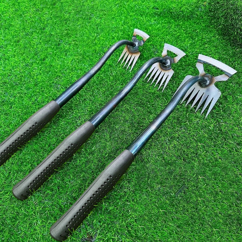Multifunctional Garden Rake Manganese Steel Hand Weeder Rake Agricultural Weed Puller Shovel Grass Rooting Soil Loosening Tool