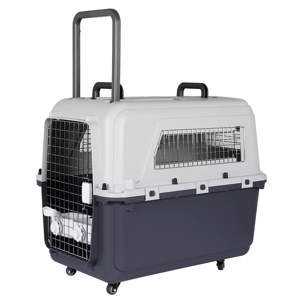 Cats Pet Travel Carrier Length 33in/Width 21.6in/Height 25.2in with Handle & Metal Door Pet Carrier & Crate for Puppies Kittens